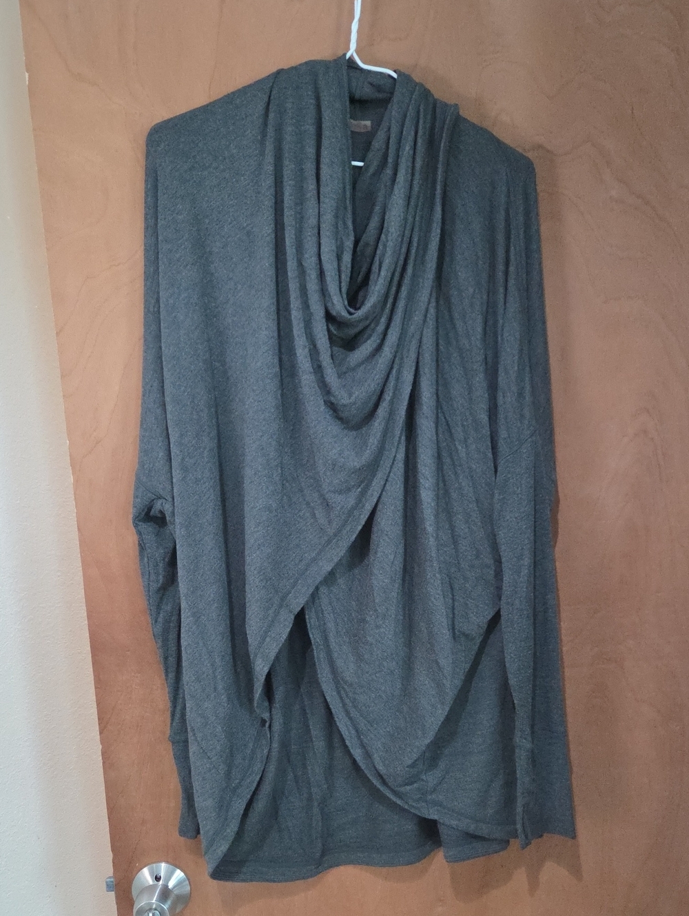Zella Gray Draped Cowl Neck Sweater